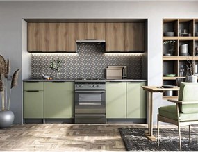 Set bucatarie KSENIA, nuc/verde/gri antracit, 240 cm