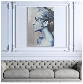 Tablou decorativ albastru din lemn de brad si panza, 80 x 3,8 x 120 cm, Face Mauro Ferreti
