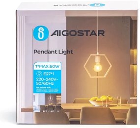 Aigostar - Lustră suspendată din lemn de pin pe cablu 1xE27/60W/230V
