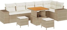 vidaXL Set de canapele pentru grădină 9 pcs Bej și crem poliratan