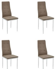 Set 4 Scaune Bucatarie/Dining Kleo Piele Ecologica Bej Picioare Crom
