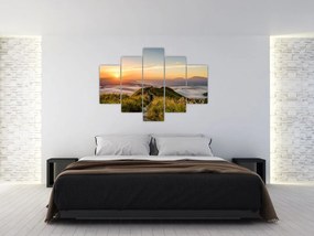 Tablou cu munți în apus de soare (150x105 cm)