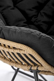 Fotoliu tapitat Whisper natur/negru - H90 cm