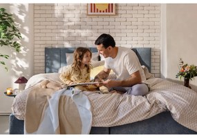 Pat boxspring albastru cu spațiu de depozitare 160x200 cm Elva Bold Line – Bonami Selection