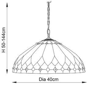 Endon 63977 - Lustră suspendată Tiffany BROOKLYN cu lanț, 1xE27/60W/230V, Ø 40 cm