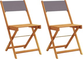vidaXL Scaune bistro 2 buc., antracit, lemn masiv acacia și textil