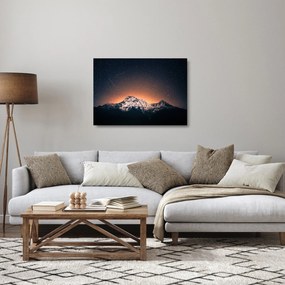 Tablou pe sticlă cu cerul nocturn și munți (70x50 cm)
