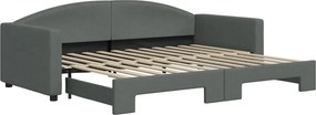vidaXL Pat de zi cu extensie, gri închis, 90x200 cm, textil