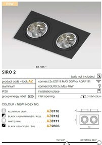 Spot incastrabil directionabil de tavan/plafon SIRO 2 WH