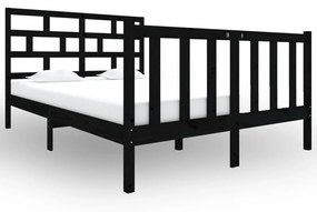3101322 vidaXL Cadru de pat mic dublu, negru, 120x190 cm, lemn masiv de pin