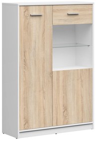 Vitrină Nepo Plus 24 (Alb + Stejar sonoma) . 1100779