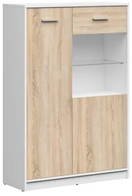 Vitrină Nepo Plus 24 (Alb + Stejar sonoma) . Promo -31%. 1100779
