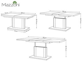Mazzoni ORION Beton Millennium/Negru Mat - MĂSUȚĂ DE CAFEA EXTENSIBILĂ MODERNĂ