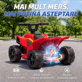 AIYAPLAY ATV Electric pentru Copii 18-48 Luni, 6V, 2 km/h, Sarcină 25 kg, Roșu | Aosom Romania