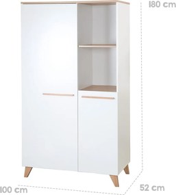 Șifonier de copii alb cu aspect de lemn de stejar 52x180x180 cm Léon – Roba