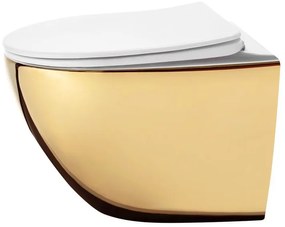 Vas WC suspendabil Rea Carlo Mini Tornado NF alb auriu