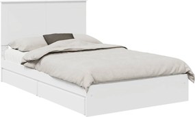 vidaXL Pat cu storage cu headboard Alb 120 x 190 cm Lemn compozit
