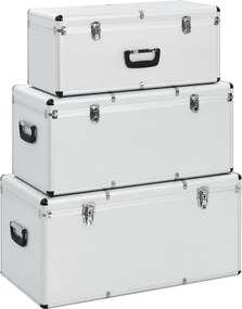 vidaXL Cutii de depozitare, 3 buc., argintiu, aluminiu