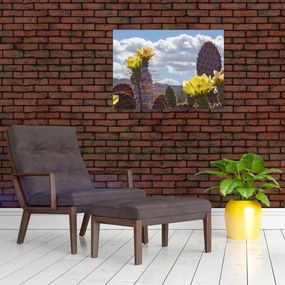 Tablou pe sticlă cu floarea de cactus Opunție (70x50 cm)