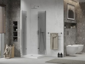 Mexen Lima Duo cabină de duș pliabilă 90 x 90 cm, transparentă, crom + cadă Flat - 856-090-090-01-02-4010