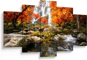 Tablou - Cascade în pădurea portocalie (150x105 cm)