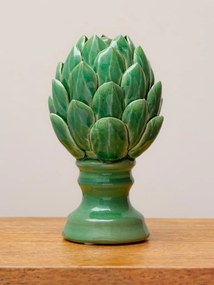 Decoratiune de masa, verde, din ceramica, forma de anghinare, Artichoke