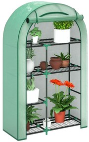 Outsunny Seră pentru Grădină cu 4 Niveluri, Ușă Batantă și 14 Catarame din Plastic, 100x45x160 cm, Verde | Aosom Romania