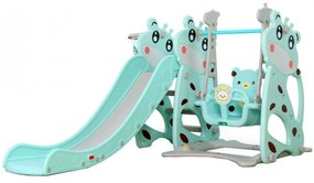Tobogan 3 in 1 Pentru Copii NOVOKIDS Giraffe Playground, Cu Leagan, Pentru Interior si Exterior, 187 centimetri panta alunecare, Max 40 Kg, Cos de