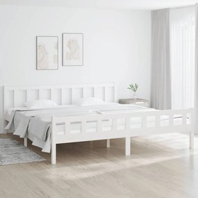 810700 vidaXL Cadru de pat, alb, 200x200 cm, lemn masiv
