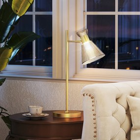 HOMCOM Lampă de Masă Modernă cu Abajur Reglabil din Sticlă Ambrată și Satinată, Suport E27, Aur | Aosom Romania