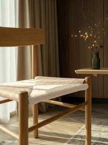 MAZZONI EXPORT LIAM Șnur Kraft/cadru Stejar Natural - SCAUN DIN LEMN ÎMPLETIT PENTRU LIVING SUFRAGERIE BUCĂTĂRIE MODERN CLASSIC BOHO