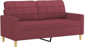 vidaXL Canapea cu 2 locuri, roșu vin, 140 cm, material textil