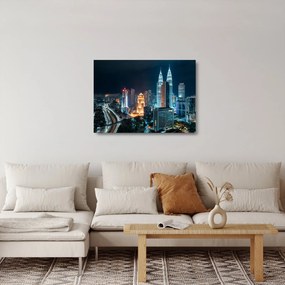 Tablou pe sticlă - Noaptea în Kuala Lumpur (70x50 cm)