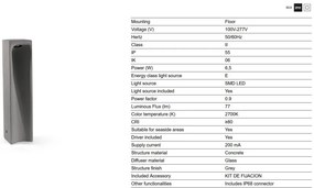 Stalp LED iluminat exterior IP55 GROT 2700K H-70cm gri