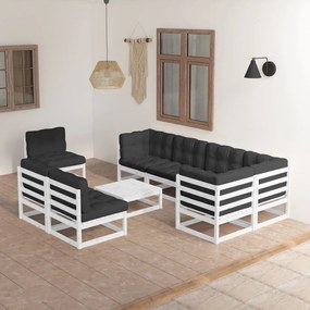 3076680 vidaXL Set mobilier de grădină cu perne, 9 piese, lemn masiv de pin