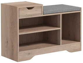 HOMCOM Bancă pentru Încălțăminte cu Pernă de Șezut, 76,5x30x52 cm, Gri | Aosom Romania
