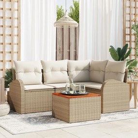 vidaXL Set de canapele pentru grădină 5 pcs Bej Rattan poli