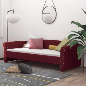 337217 vidaXL Pat de zi, roșu vin, 90x200 cm, textil, USB