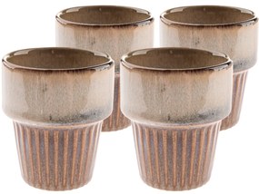 Set de 4 căni ceramice Rustik 100 ml, maro deschis
