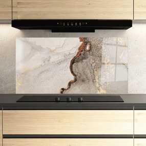 Panou Sticla Bucatarie, 60x150cm, Protectie aragaz, Antistropi, Termorezistent, Abstracte, Marble, Grey Gold Marble Gigapixel Art Scale 0_50x