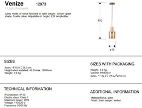 Pendul design modern Venize cupru/ chihlimbar