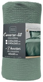 Set cuvertură și față de pernă verde din microfibră 220x240 cm Romane – douceur d'intérieur