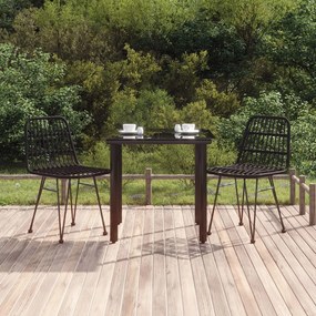 vidaXL Set mobilier de grădină, 3 piese, negru, poliratan
