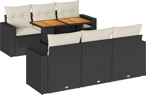 vidaXL Set canapele de grădină cu perne, 7 piese, negru, poliratan