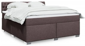 vidaXL Pat continental cu saltea maro închis 180x200cm material textil