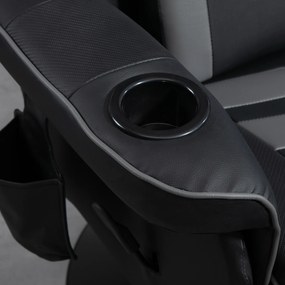 HOMCOM Fotoliu de gaming, funcție de masaj, spătar reglabil, suport pentru picioare, până la 120 kg, cadru din oțel, piele ecologică, Gri | Aosom Romania