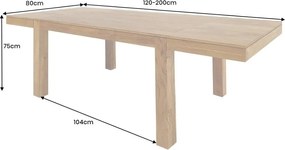 Masa extensibila din lemn de salcam PURE 120-200cm