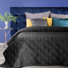 Cuvertură de pat luxoasă din catifea neagră pentru un pat dublu Lăţime: 170 cm | Lungime: 210 cm
