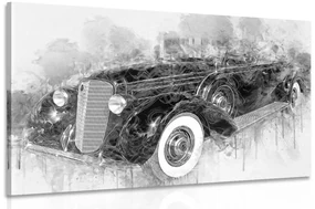 Tablou sedan retro istoric în design alb-negru