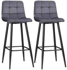 HOMCOM Set de 2 taburete de bar cu suport pentru picioare, design retro, 42 cm x 47 cm x 105 cm, Gri | Aosom Romania